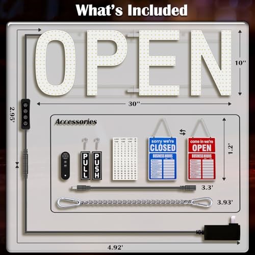 Open Signs for Business, exTopGoal 30″x10″ Ultra Bright LED Open Sign, Remote