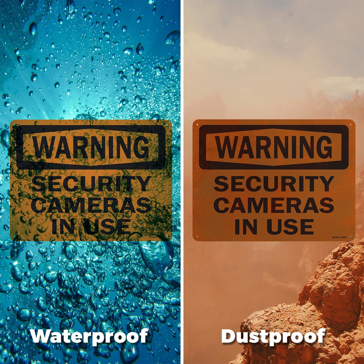 Security Cameras In Use OSHA Warning Sign Metal, Plastic, Decal – 5 or 10 Pack