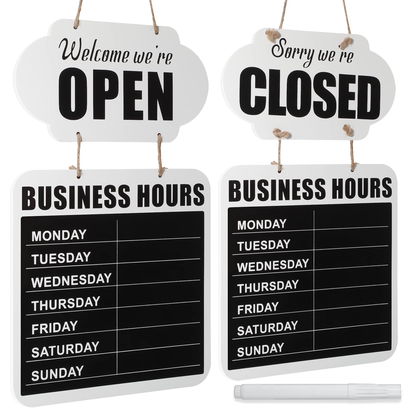 Business Hours Hanging Chalkboard Open Closed Sign Wooden Welcome Chalk Boards