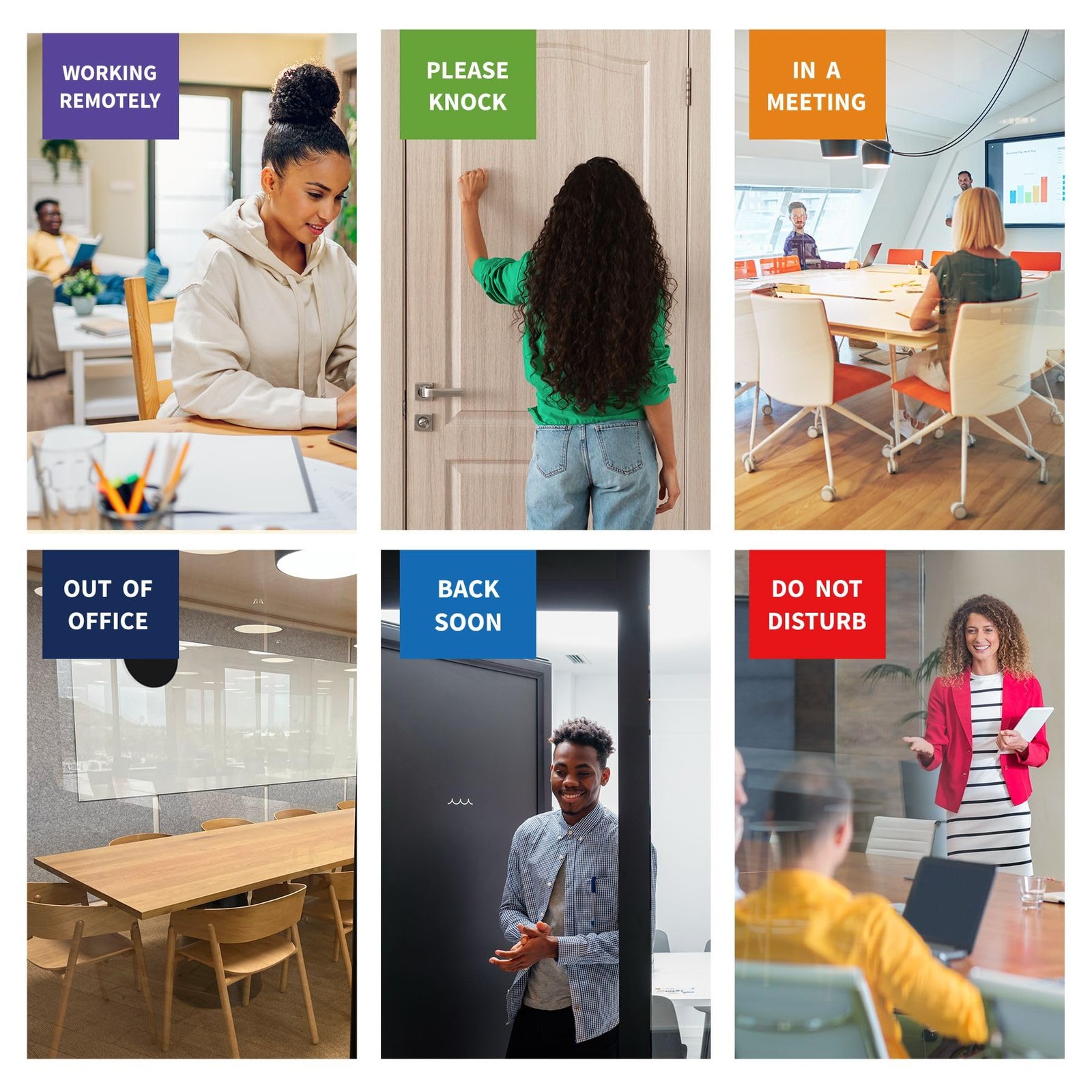 Office Door Sign-6 Options Door Signs for Office In A Meeting Sign/Out Of Off…