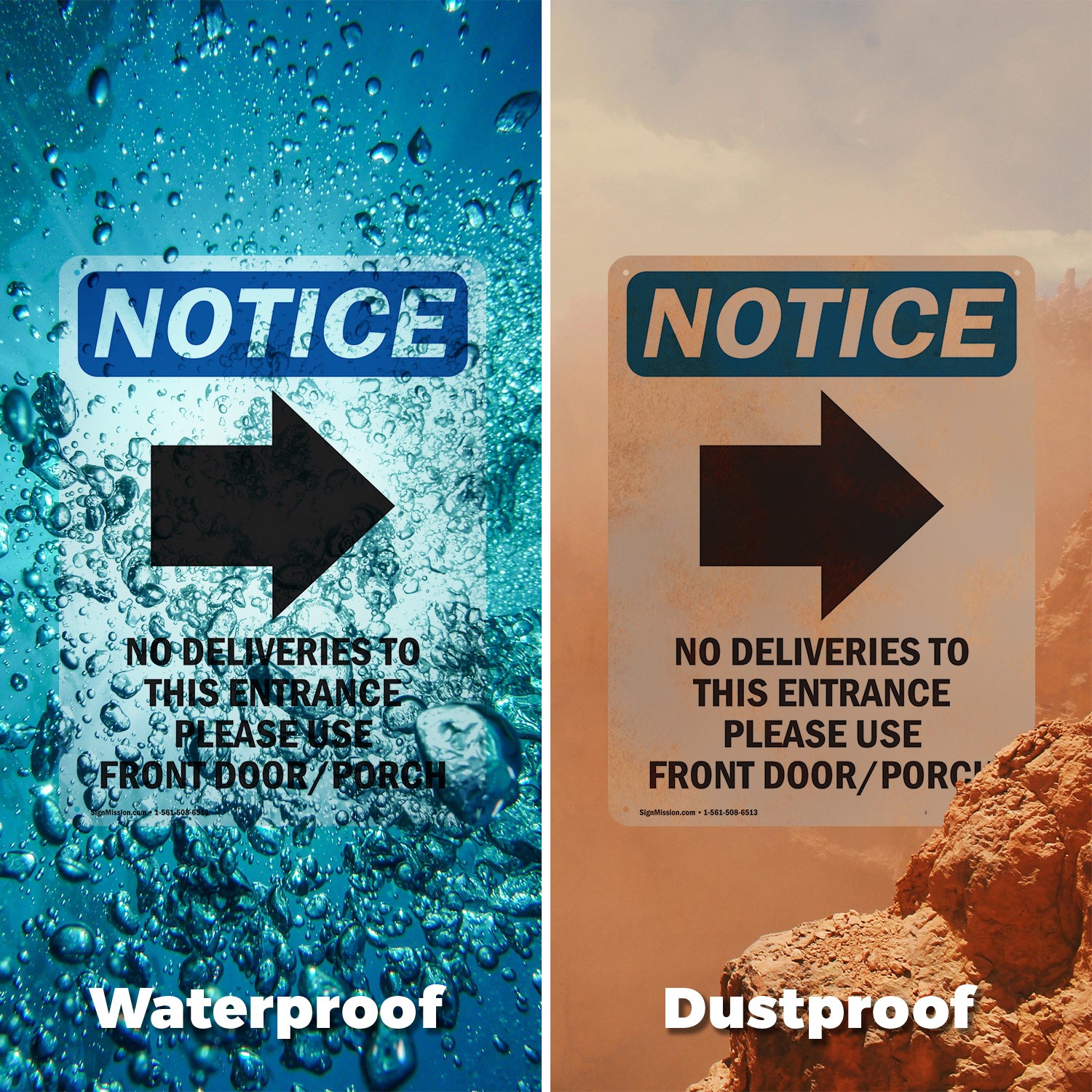 (2 Pack) No Deliveries To This OSHA Notice Sign Decal Metal Plastic