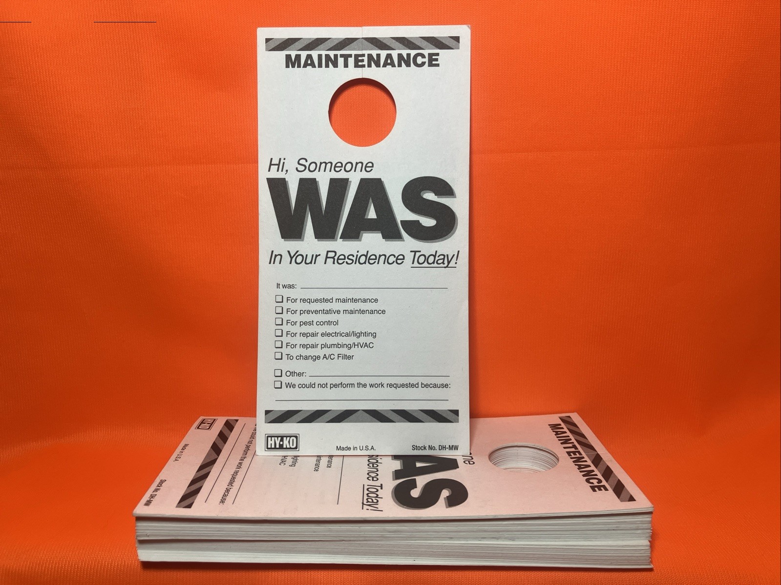 PRODUCTS DH-MW 7 in. x 3-1/2 in. Paper Reversible Maintenance Door Hang Tag 76