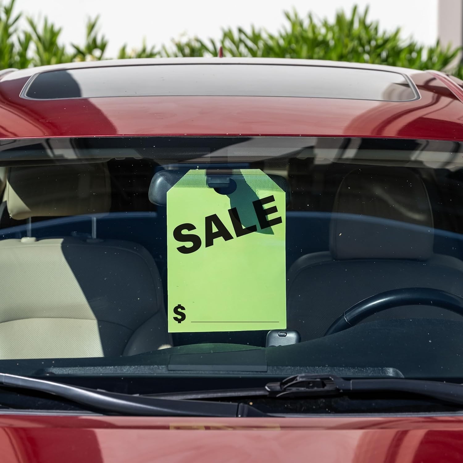 Pack of 50 Neon Green Vehicle Sale Tags – Clear Messaging and Easy Setup