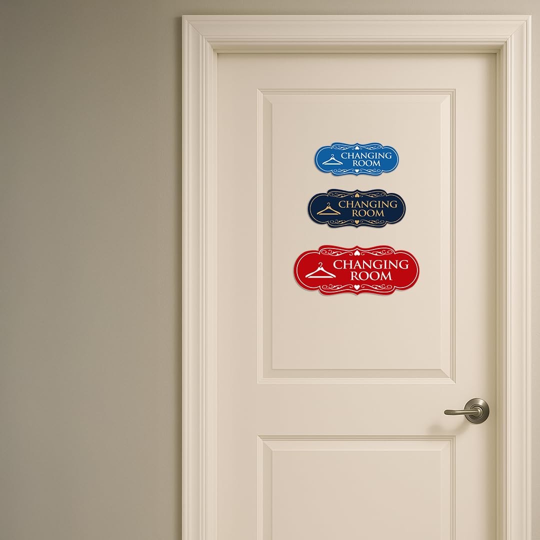 Designer Changing Room Sign Walnut Large Adhesive Tape Mount Flat Surface