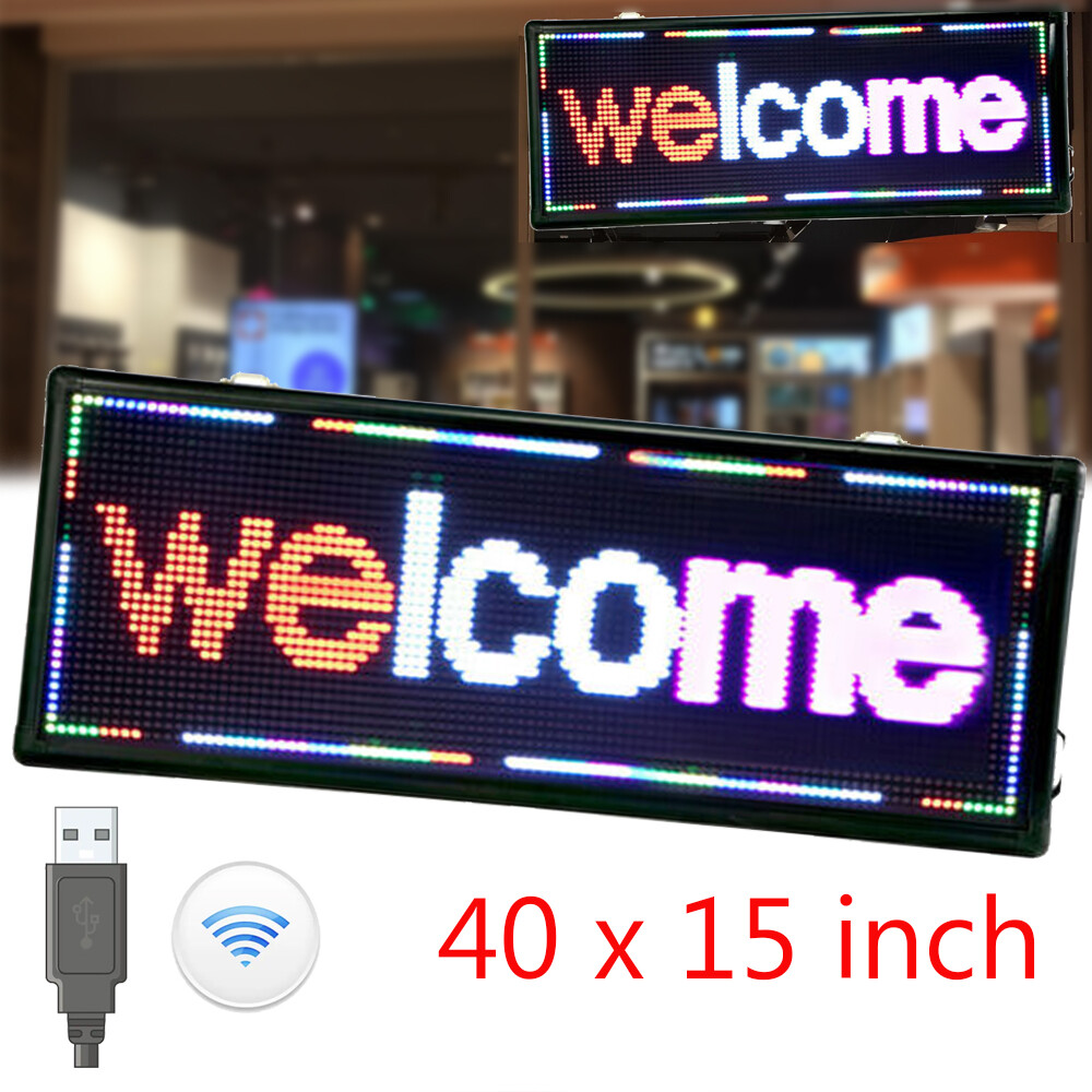 LED Sign 40X15″ 3Color Programmable Scrolling Message Display Board Advertising
