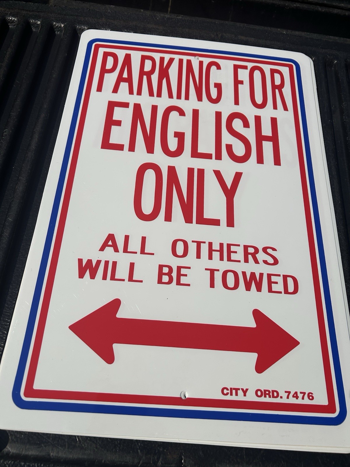 English PARKING Only ” Sign Authentic Retired 12″ X 18″ Reflective Man Cave Bar