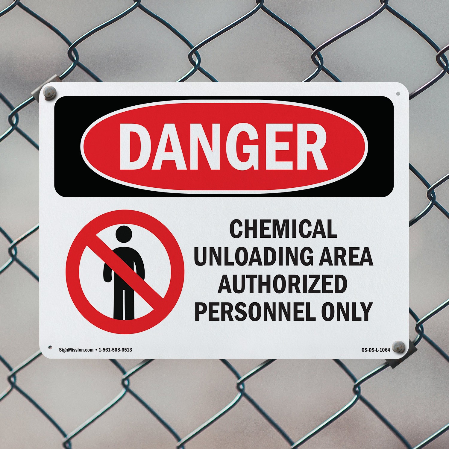 Chemical Unloading Area Authorized Only OSHA Danger Sign Or Decal – 5 or 10 Pack