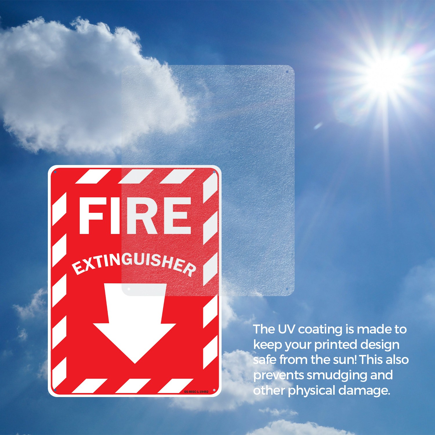 Fire Extinguisher with Arrow OSHA Sign Metal, Plastic, Or Decal – 5 or 10 Pack