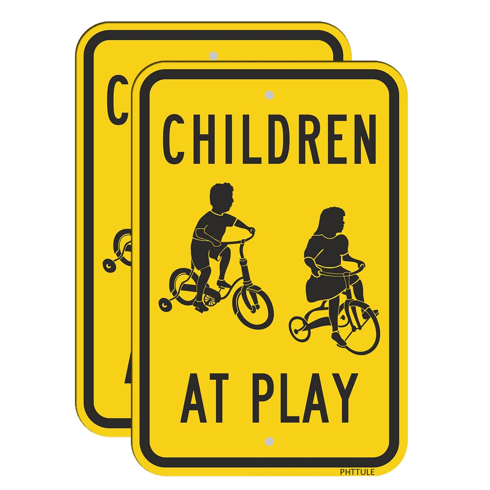 2 PCS Children At Play Metal Sign 18×12 inch Reflective .040 Aluminum Sheet