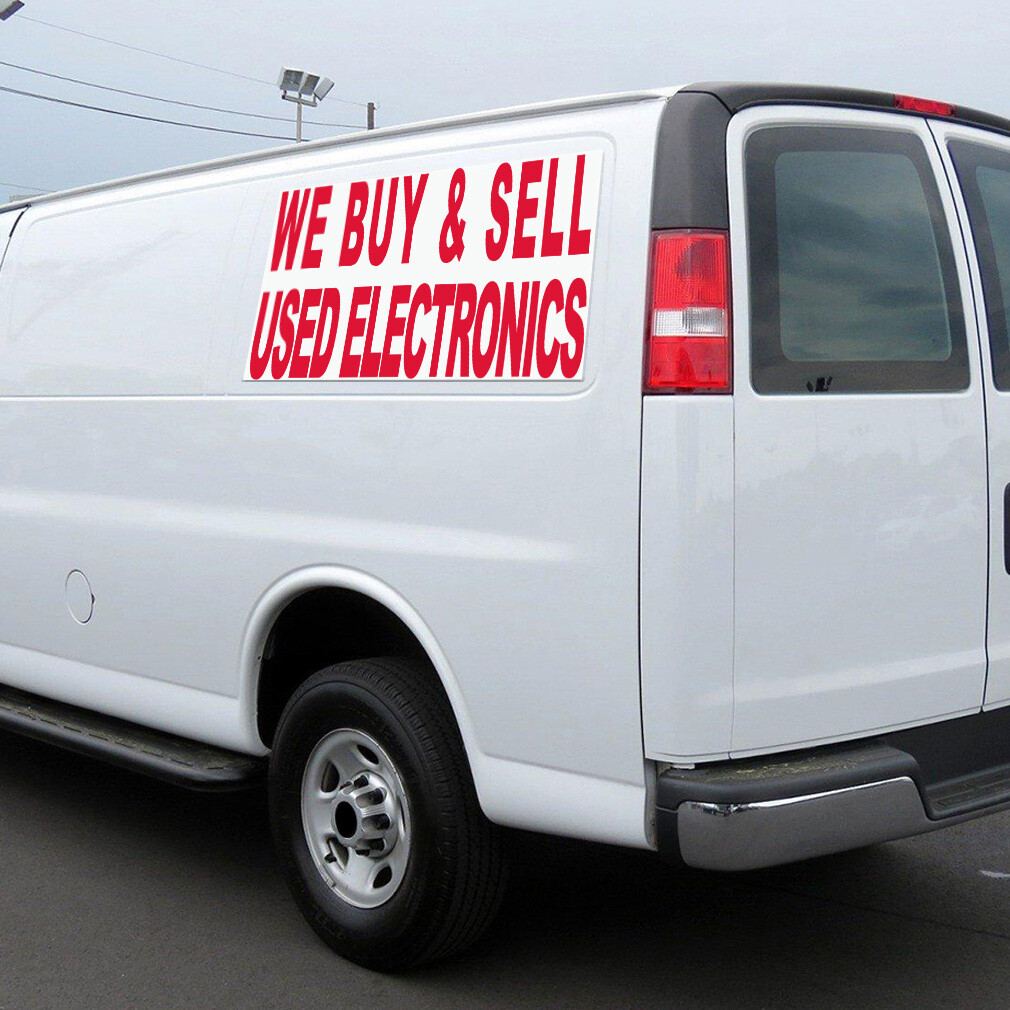 Car Magnet Set of 2 We Buy Sell Used Electronics Red Industrial Sign