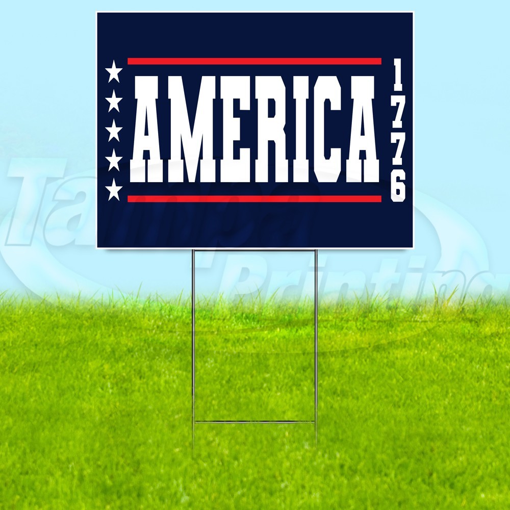 AMERICA 1776 18×24 USA 250 Sign Plastic Corrugated WITH STAKE USA YS08076