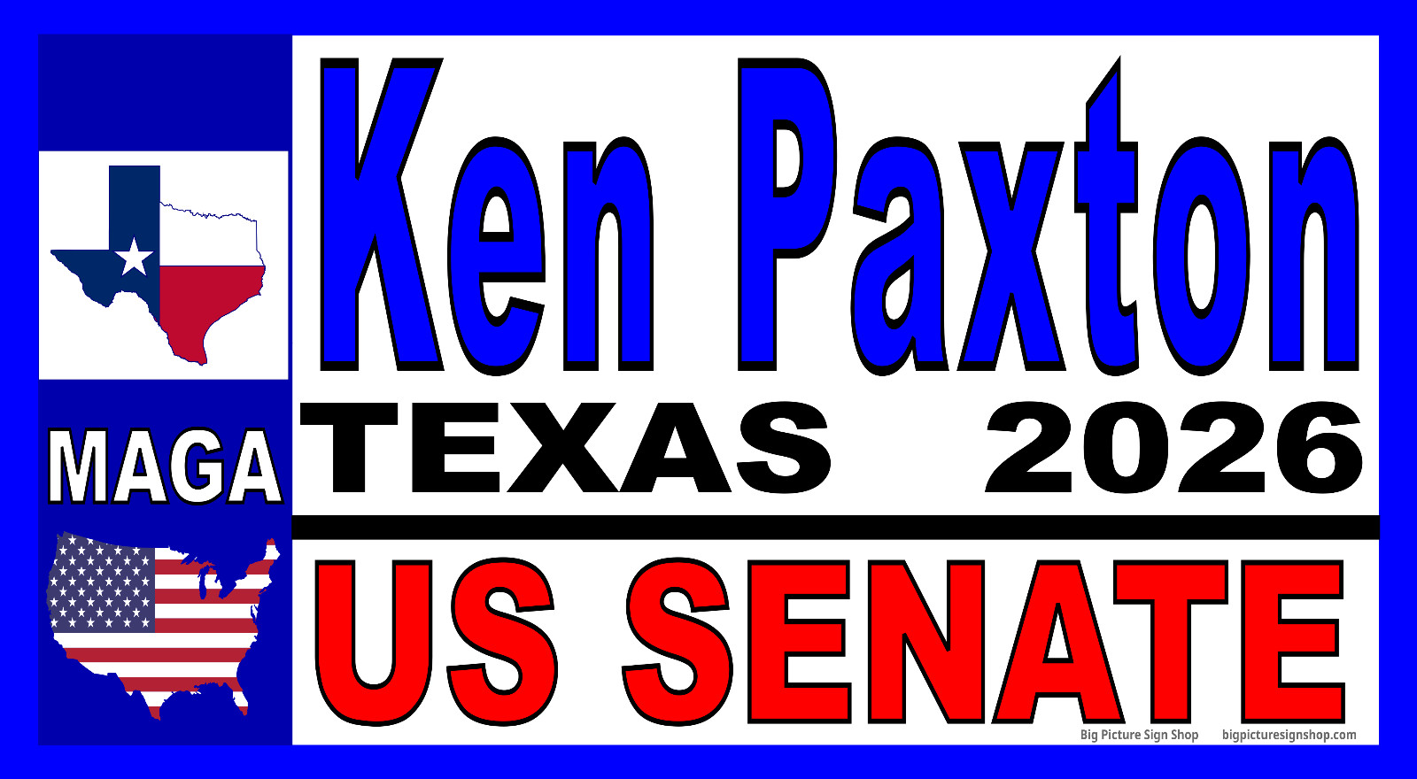KEN PAXTON US SENATE TEXAS 2026 – MAGNETIC CAR SIGNS -FREE SHIPPING -USA MADE