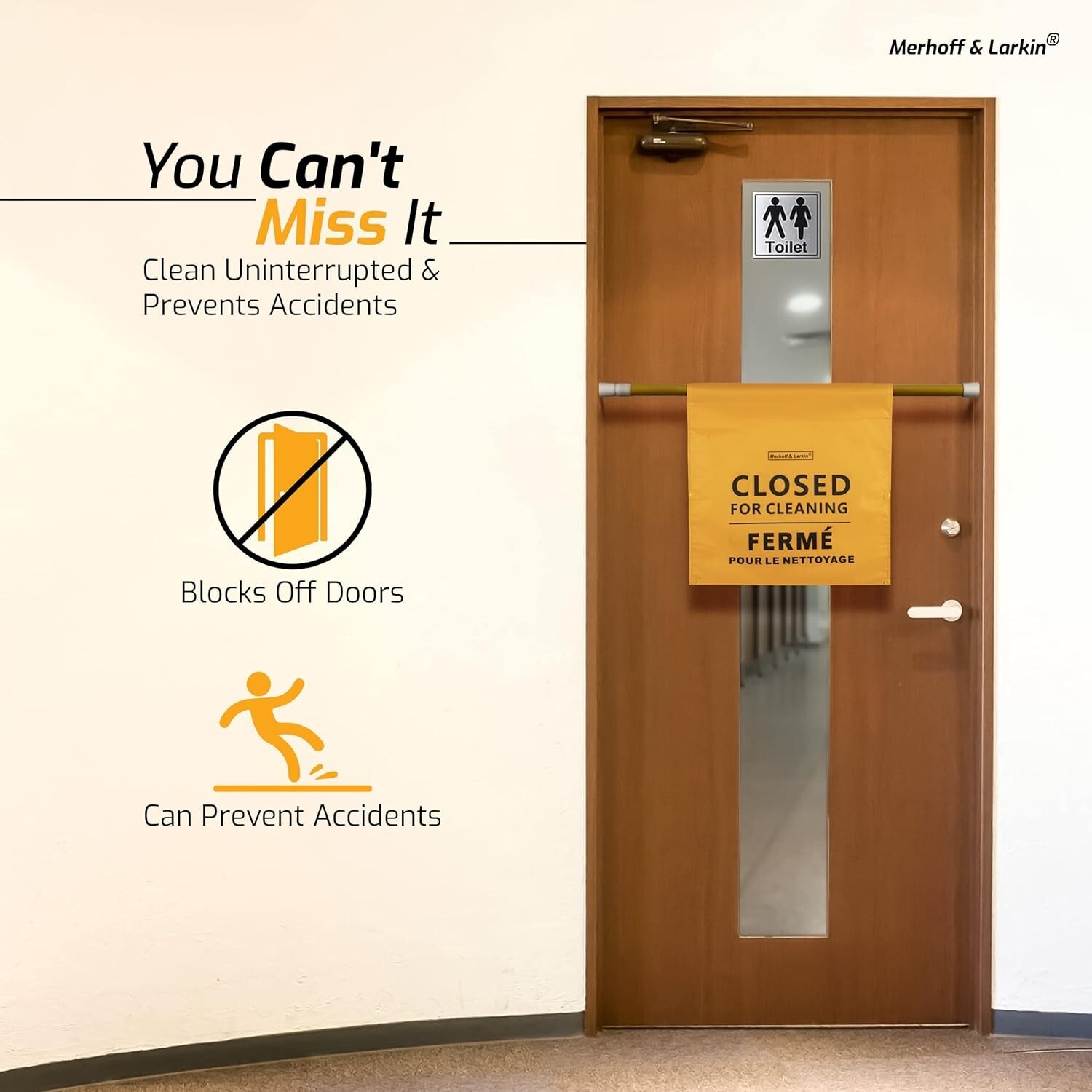 Closed For Cleaning Sign | English, Spanish & French | 28-53 Inch Expandable