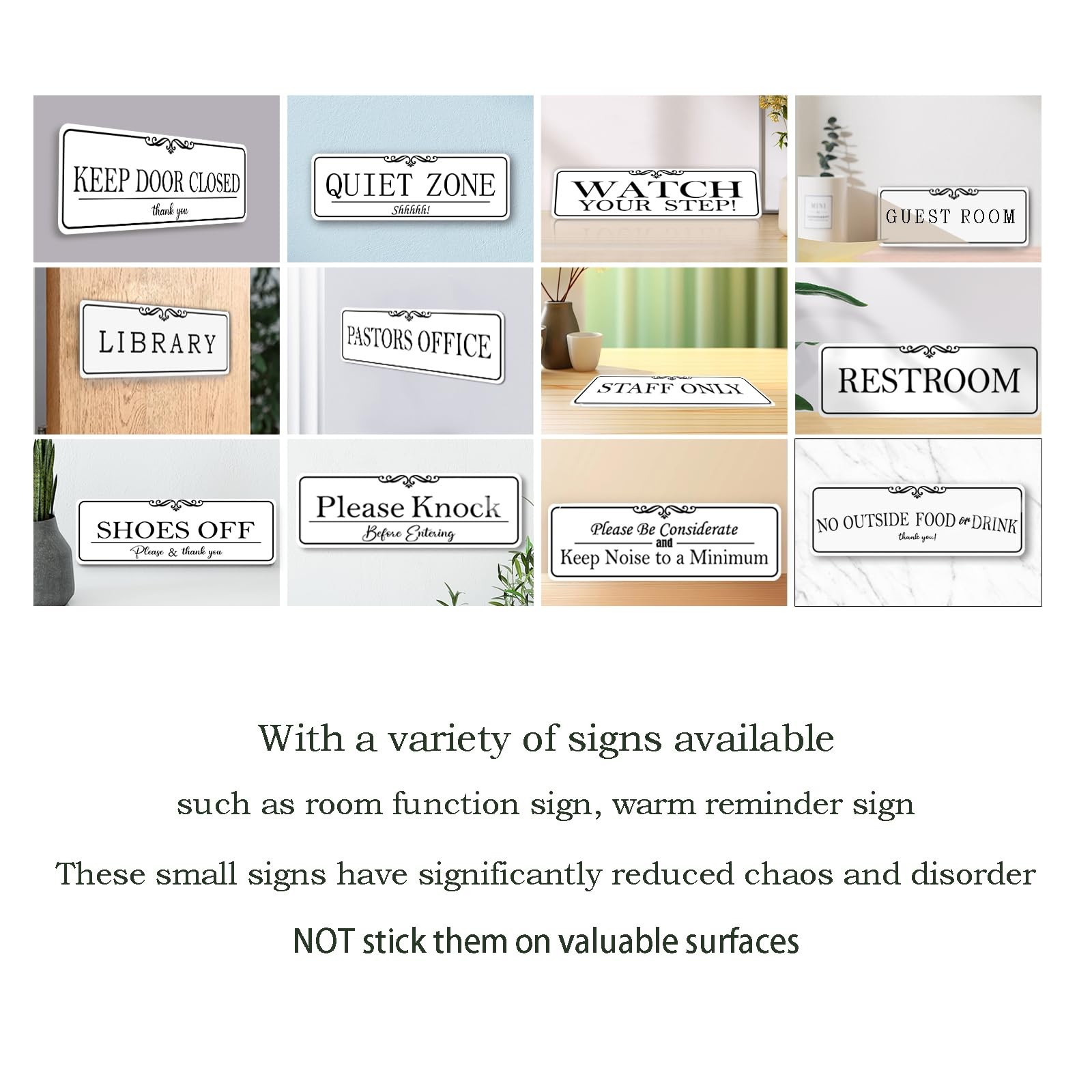 9×3 Inch Coat Closet Room Acrylic SelfStick Sign Elegant White Door Signage