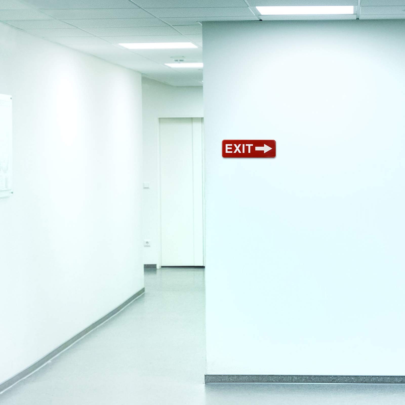 Easy to Mount 9 by 3 in Informative Plastic Right Arrow Exit Sign with Symbol