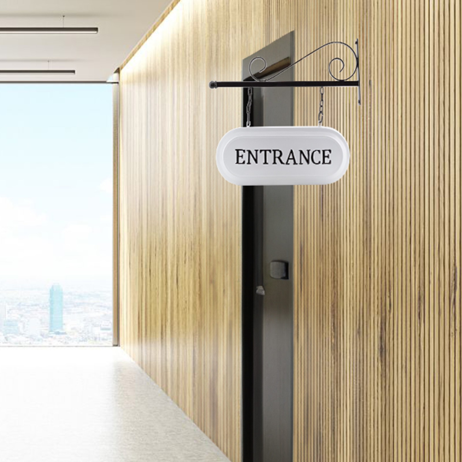 Wall-Mounted Metal Office Sign, Enamelware Business Entrance Reception Sign