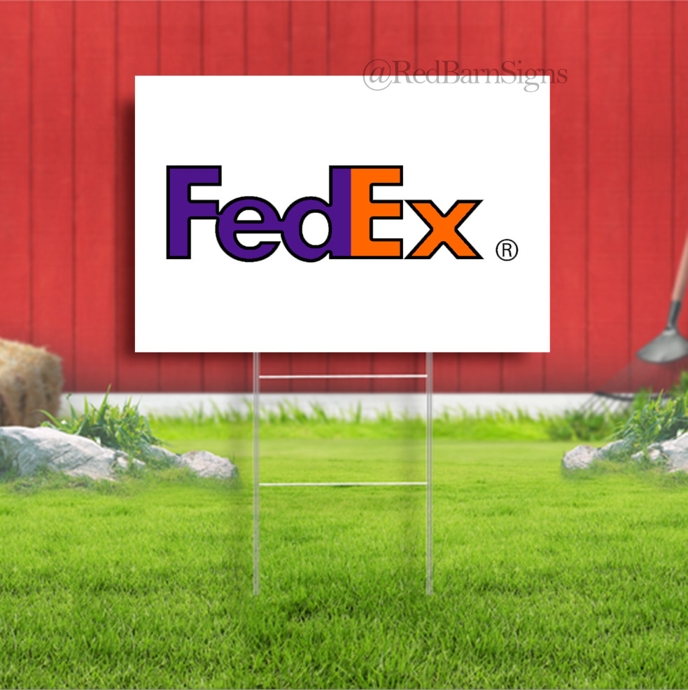 FedEx Shipping Indoor Outdoor Yard Sign with metal stakes