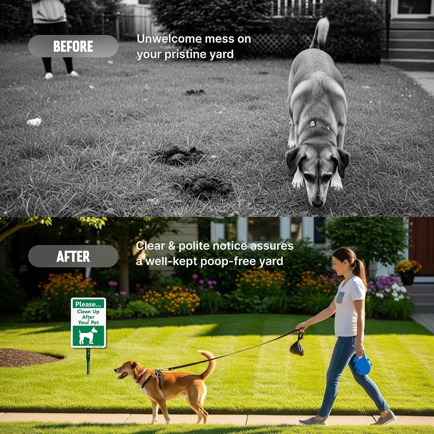 10 x 7 inch Please Clean Up After Your Pet Yard Sign with DOG Graphic, 40 mil…