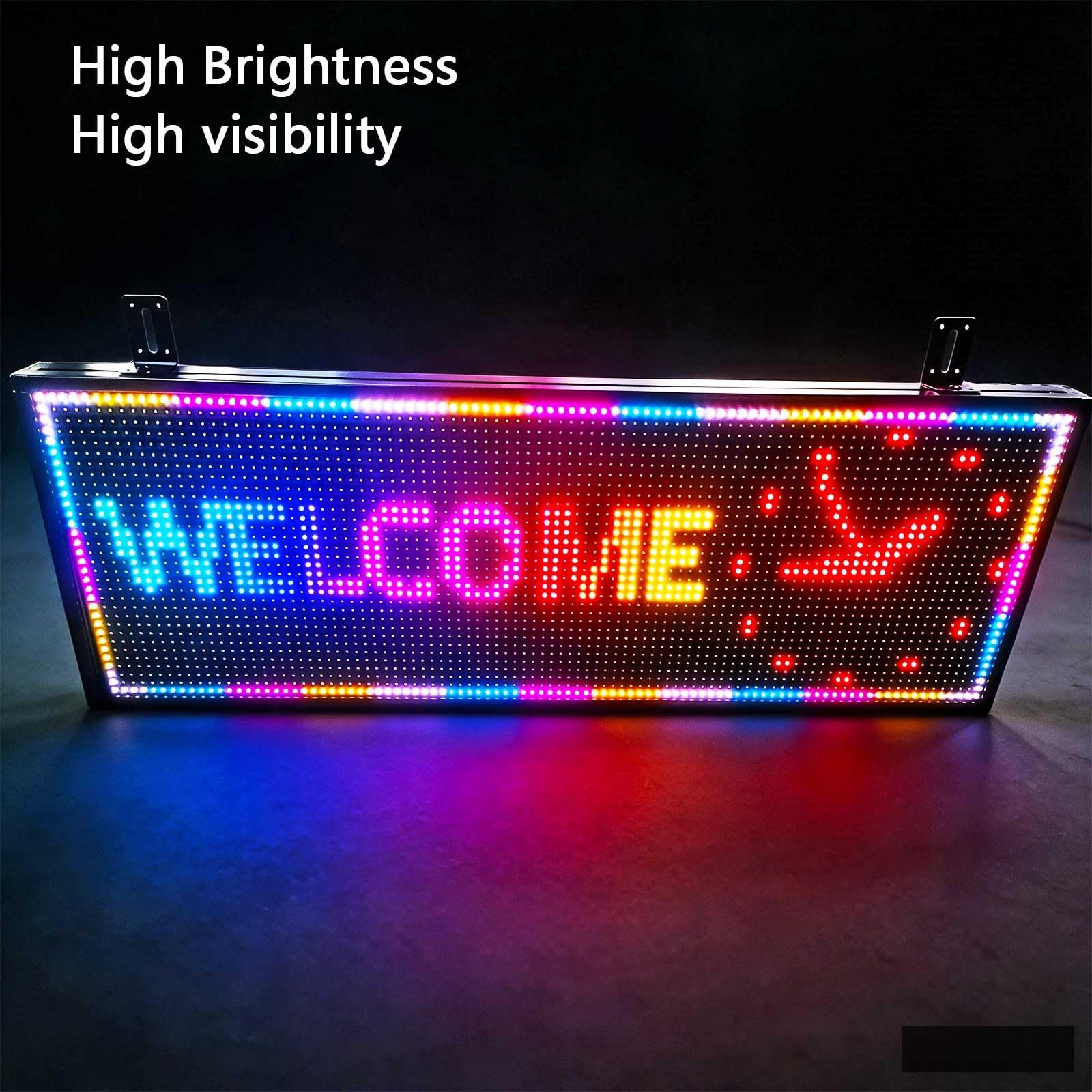 P10 Digital Scrolling Led Sign Board Programmable, Open Neon Signs, 39”x14”