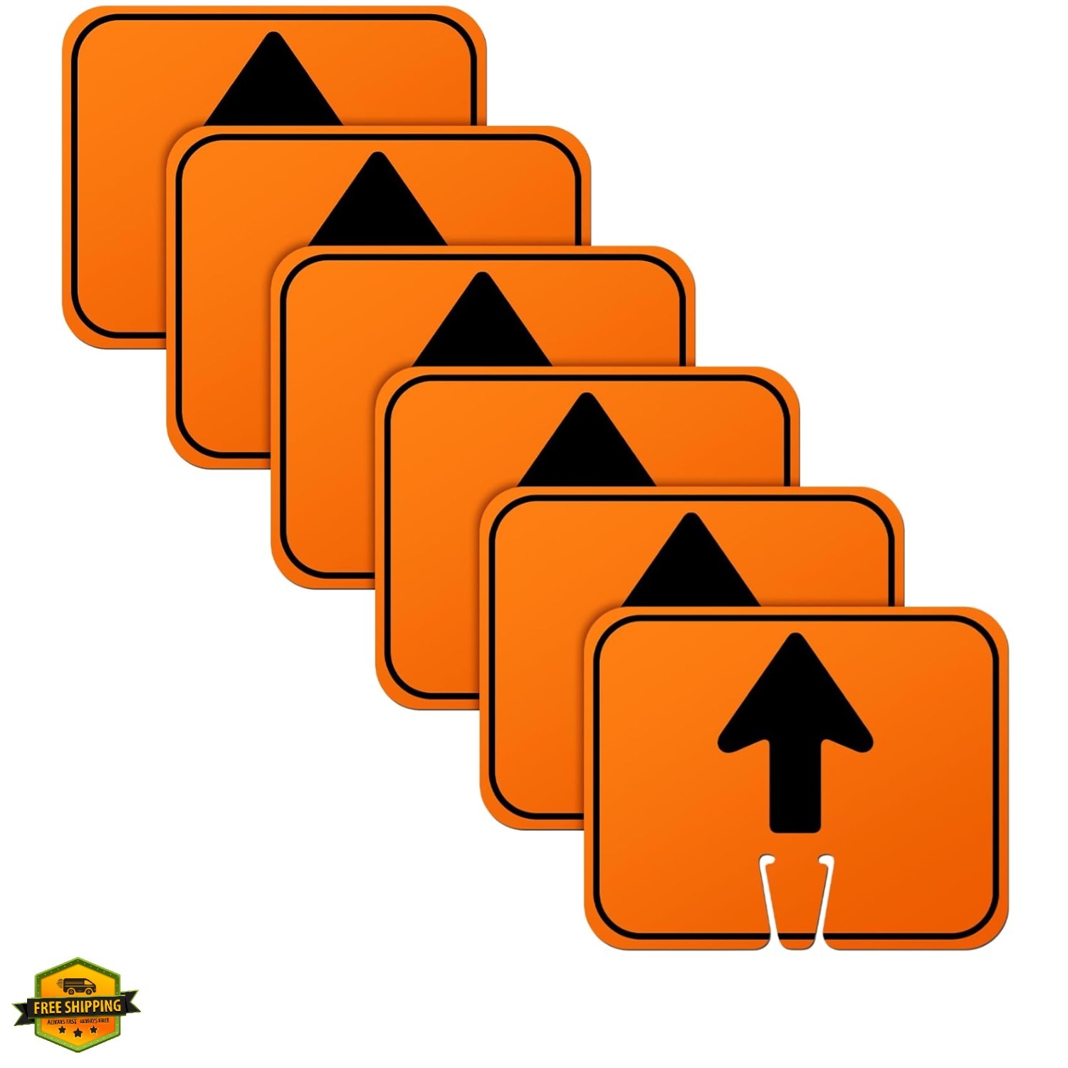 6 Pcs Traffic Arrow Orange Detour Signs, Road Cone Top Directional Left Right…