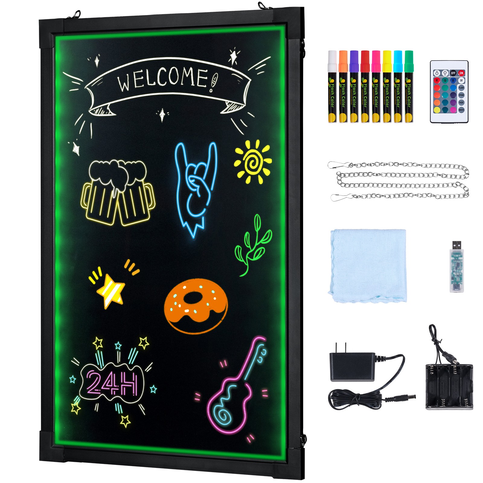 Uimoso LED Message Board 16″x12″ Illuminated Erasable Light-Up Chalkboard