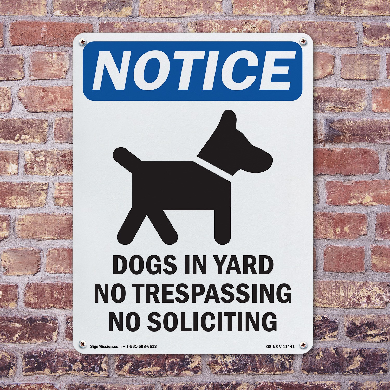 Dogs In Yard No Trespassing OSHA Notice Sign Metal, Plastic, Decal 5 or 10 Pack