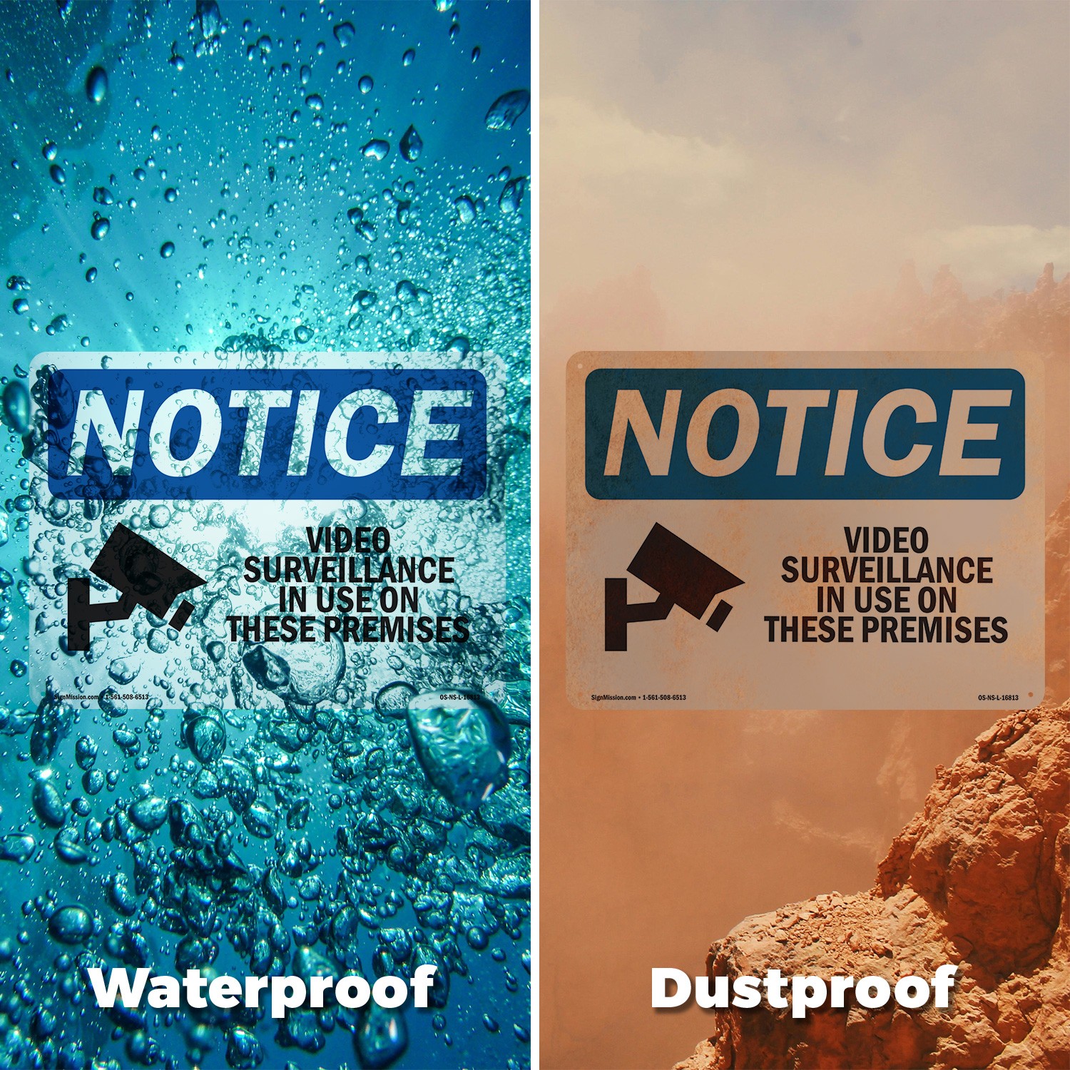 Video Surveillance In Use On These Premises OSHA Notice Sign, Decal 5 or 10 Pack