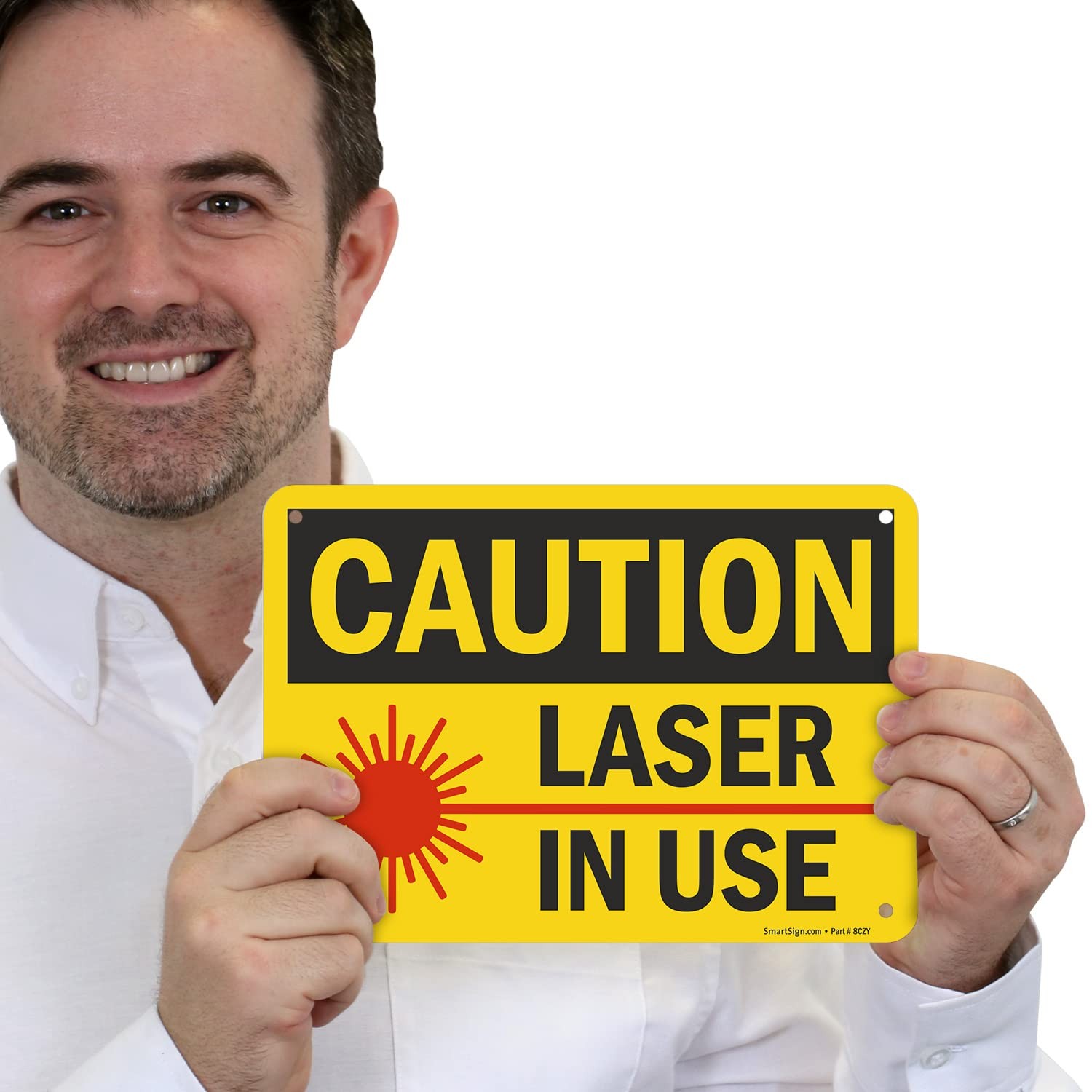 7×10 Inch Caution Laser In Use Sign Plastic Warning Safety Display Board