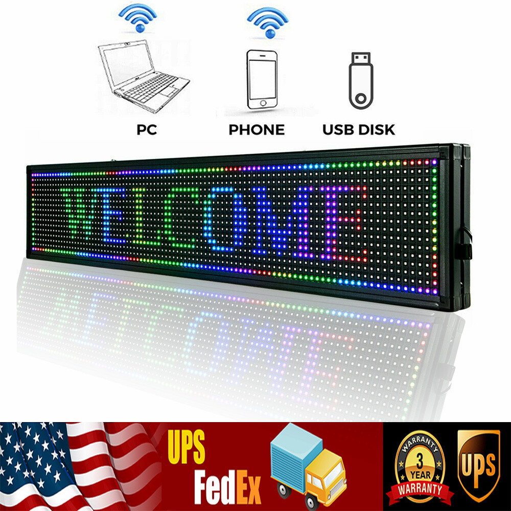 LED Sign 40″ X 8″ Scrolling Message Display Board 7 Color Programmable