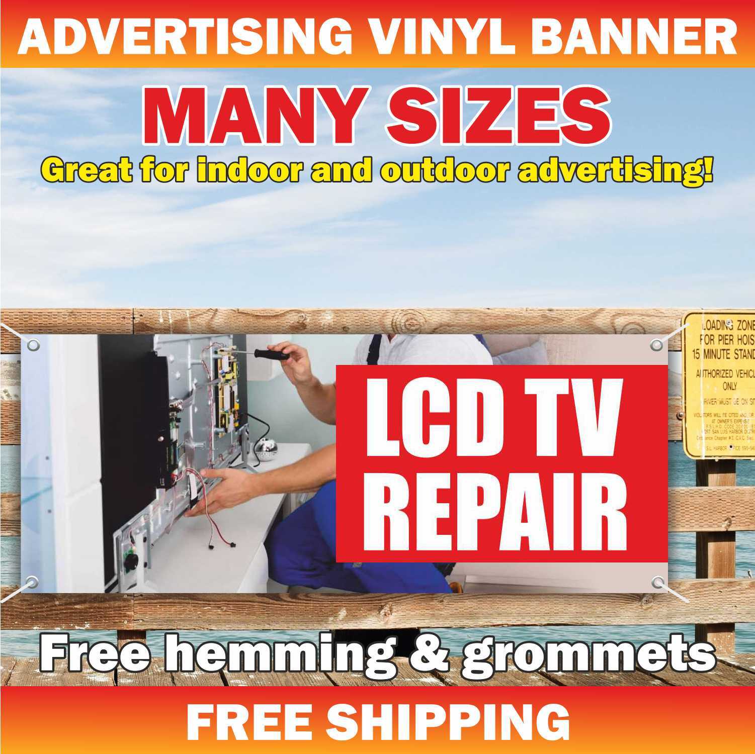 LCD TV REPAIR Advertising Banner Vinyl Mesh Sign Monitor Cell Phone Electronics