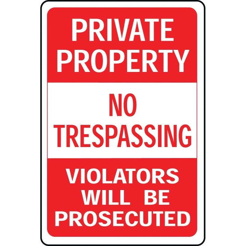 Hy-Ko HW-45 Parking Sign, Rectangular, PRIVATE PROPERTY NO TRESPASSING VIOLATORS