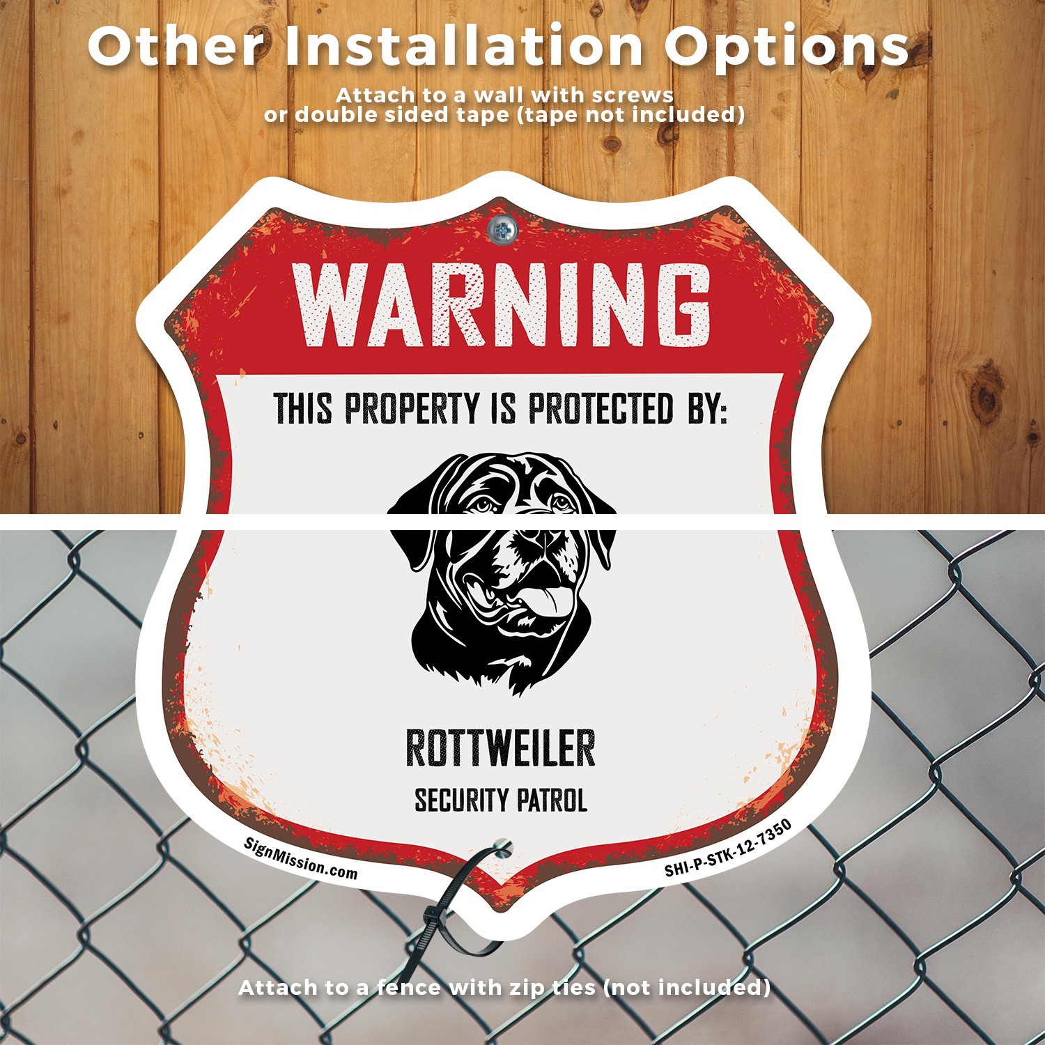 Warning Property is Protected by Rottweiler Made in the Shield Sign With Stake