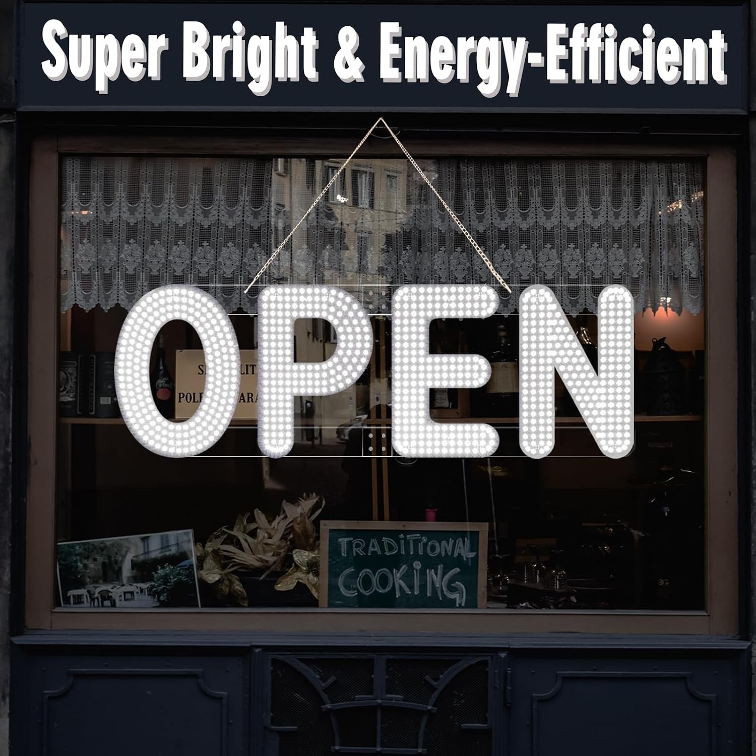 Large Ultra Bright Dimmable LED Open Sign for Commercial Business 30×10 Inches