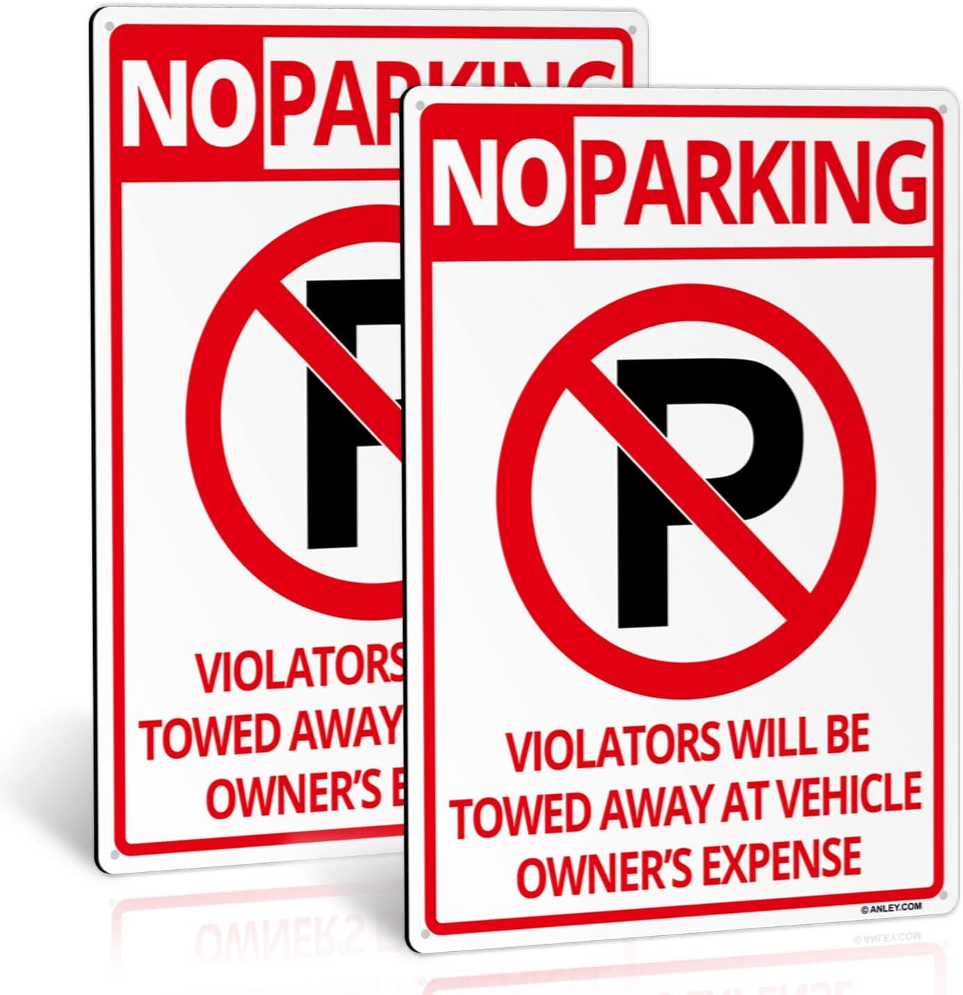Anley 2 Pack No Parking Sign – Rust-Free Weatherproof Aluminum Warning Signs