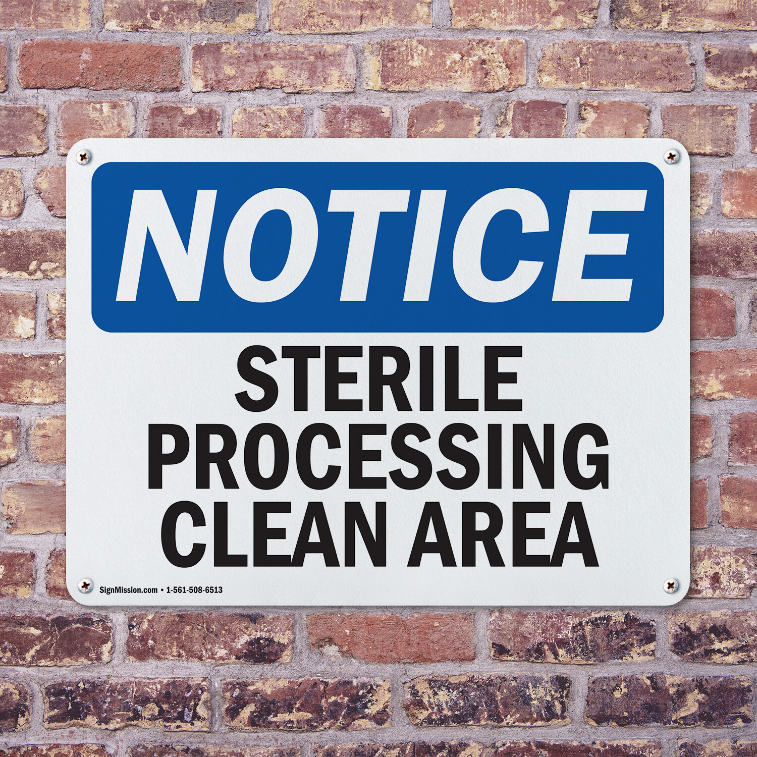 (2 Pack) Sterile Processing Clean Area OSHA Notice Sign Decal Metal Plastic