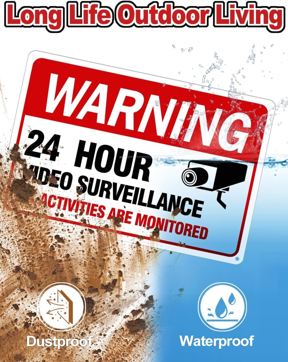 4 Pack Video Surveillance Signs, 12″x 8″ Aluminum Camera Signs, CCTV Security