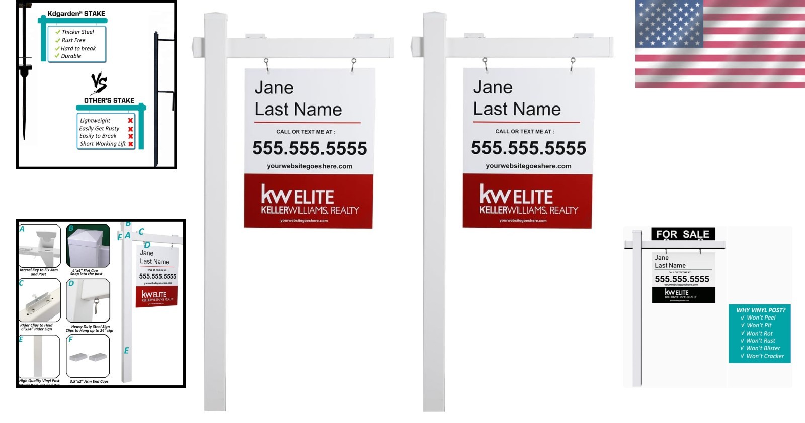 Vinyl PVC Real Estate Sign Post 6ft Tall – White