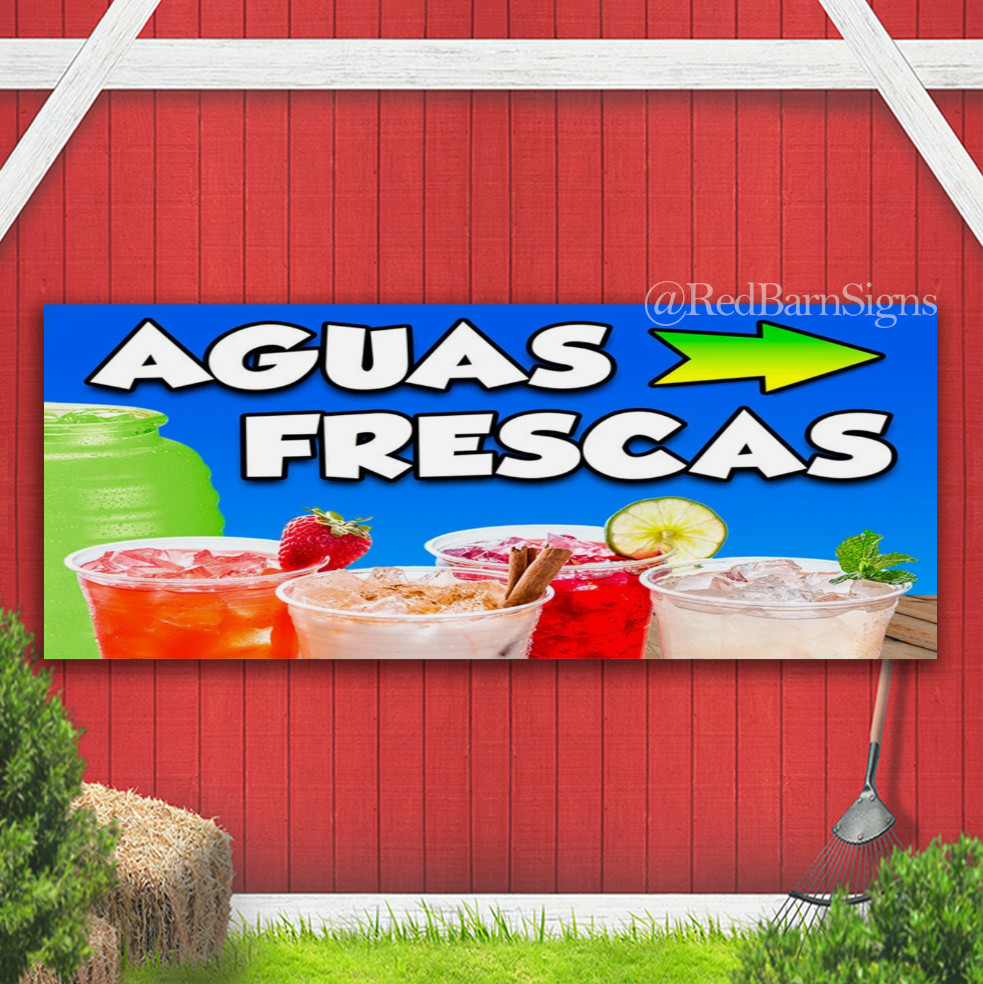 AGUAS FRESCAS One-Sided Banner Sign with Grommets