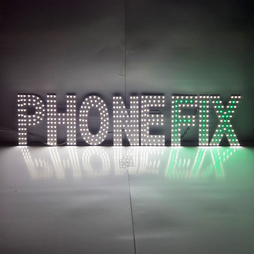 EPL Signs PHONE FIX White/Green LED Sign Business 7″x34″ Remote 2G Blinking Mode