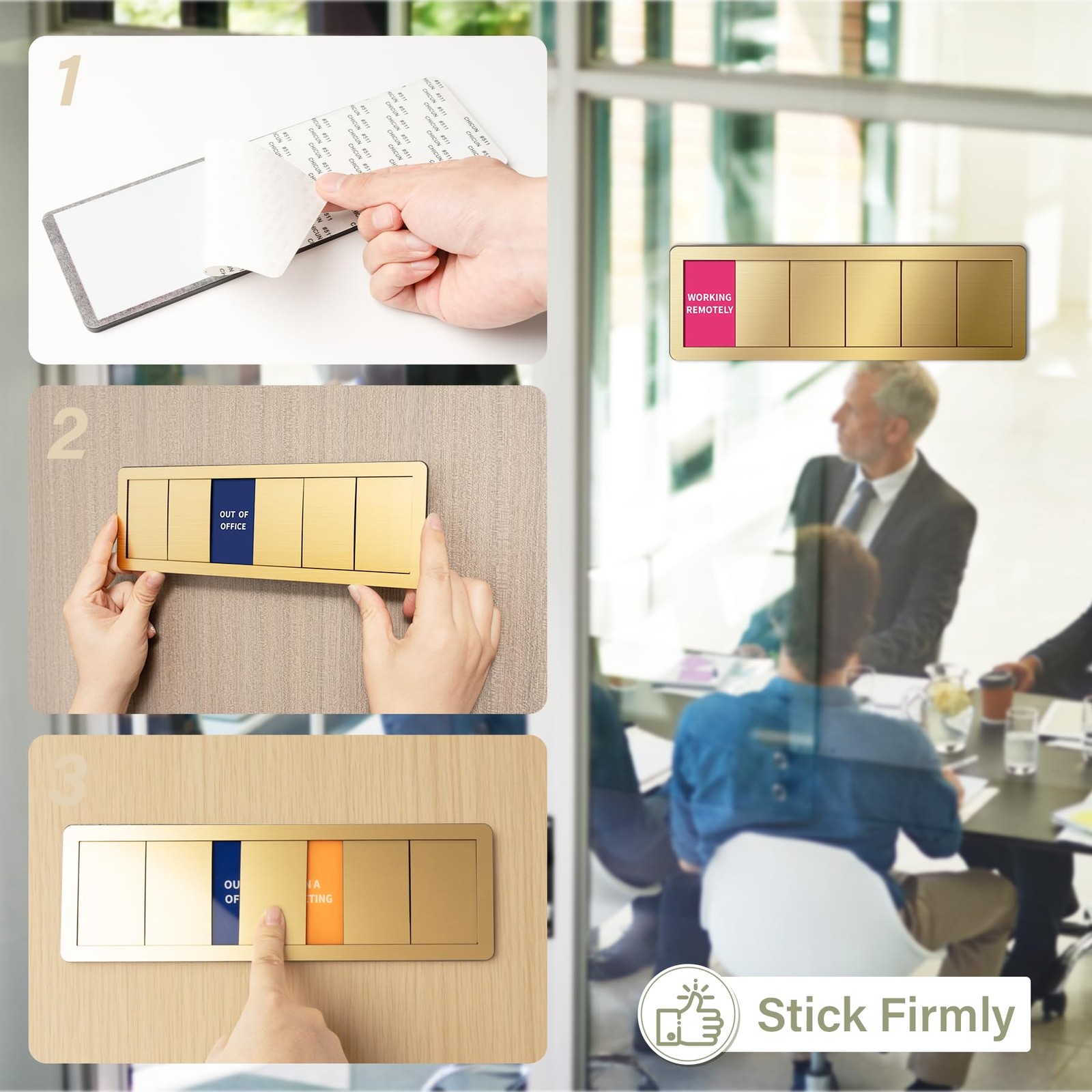 Office Door Signs -6 Options Do Not Disturb, In A Meeting, 12 x 18 inch, Gold