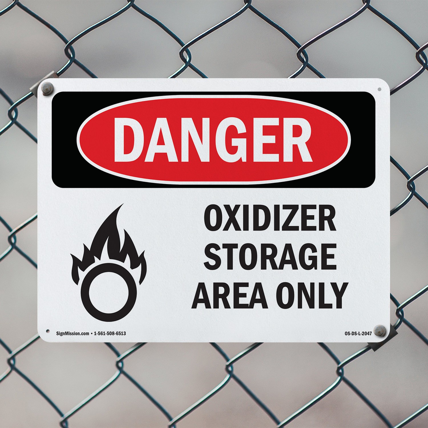 Oxidizer Storage Area Only OSHA Danger Sign Metal, Plastic, Decal 5 or 10 Pack