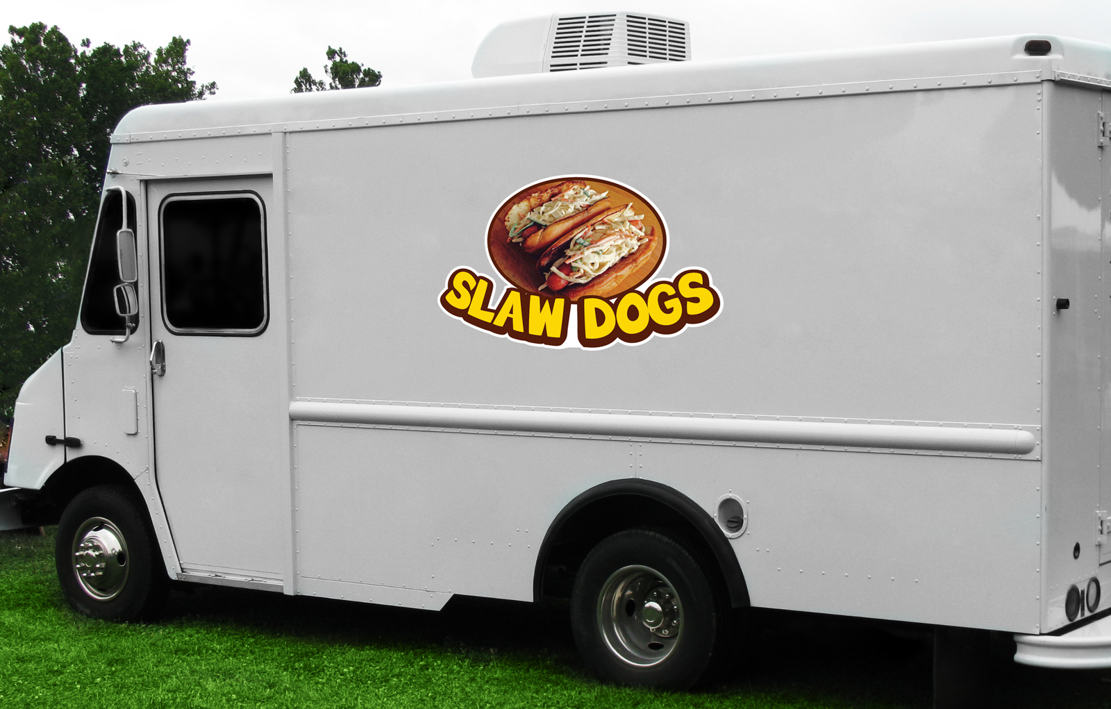 SLAW DOGS Concession Decal sign cart trailer stand sticker equipment