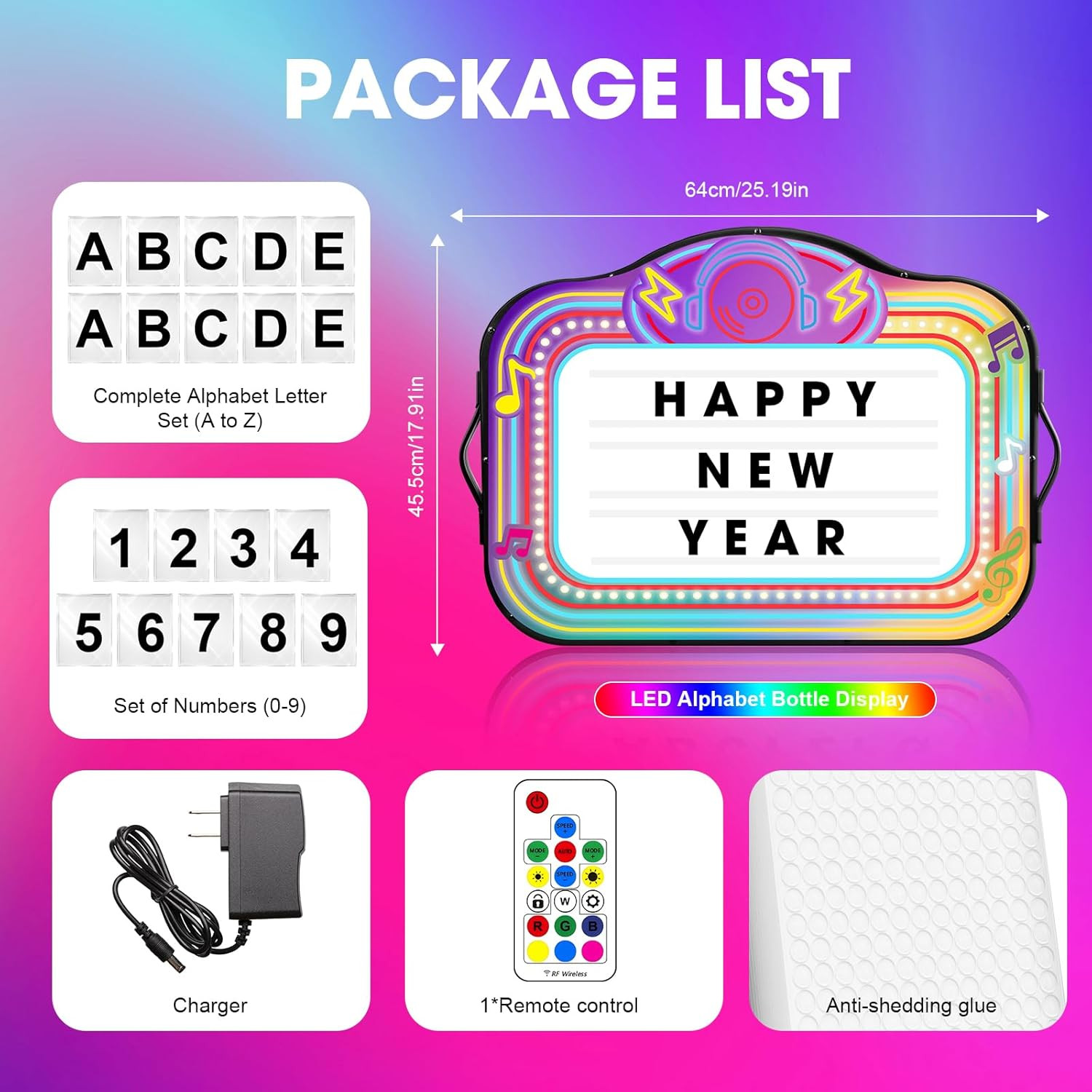 RGB LED Bottle Service Sign with 4 Letter Sets for Bars & Nightclubs