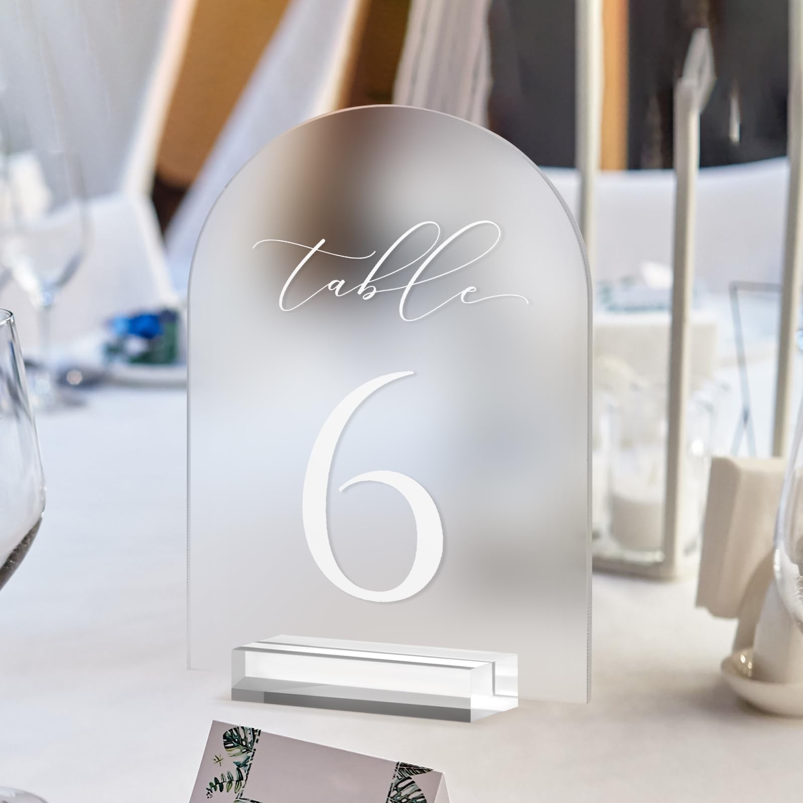 115 Frosted Arched Acrylic 5×7 In Wedding Table Numbers Signs With Stands