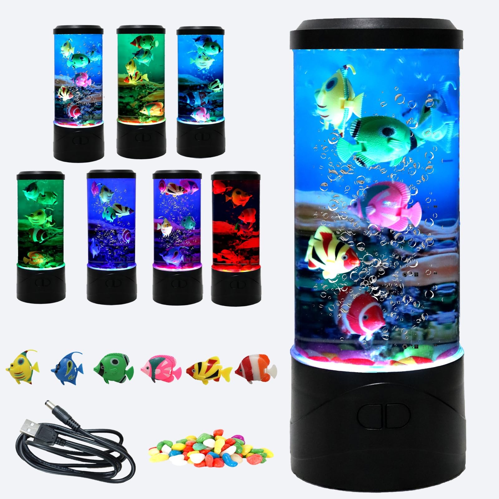 YPCOO Mini Bubble Fish Lamp,Fake Tank Aquarium Lamp,Multi-Color Circle