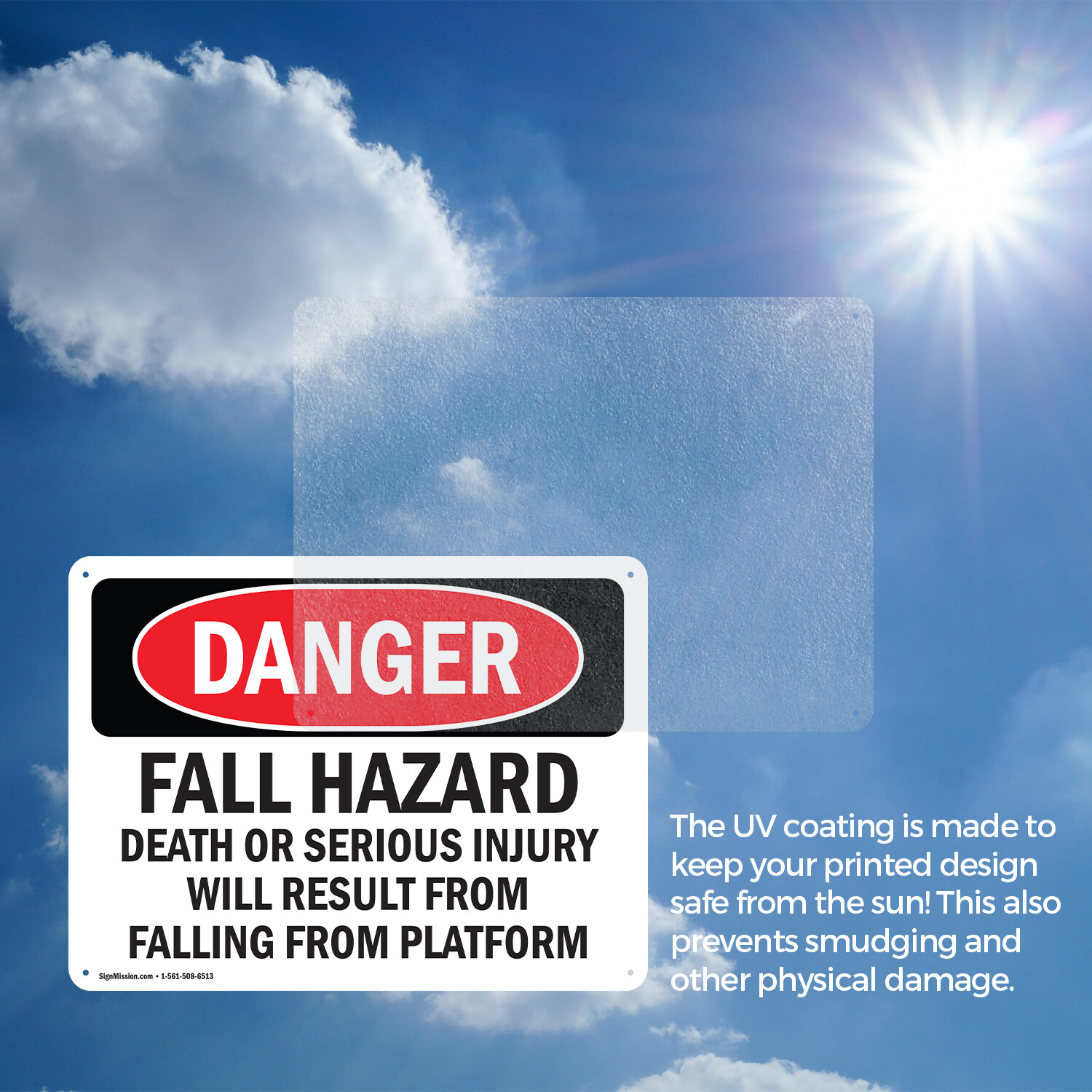 (2 Pack) Fall Hazard Falling From Platform OSHA Danger Sign Decal Metal Plastic
