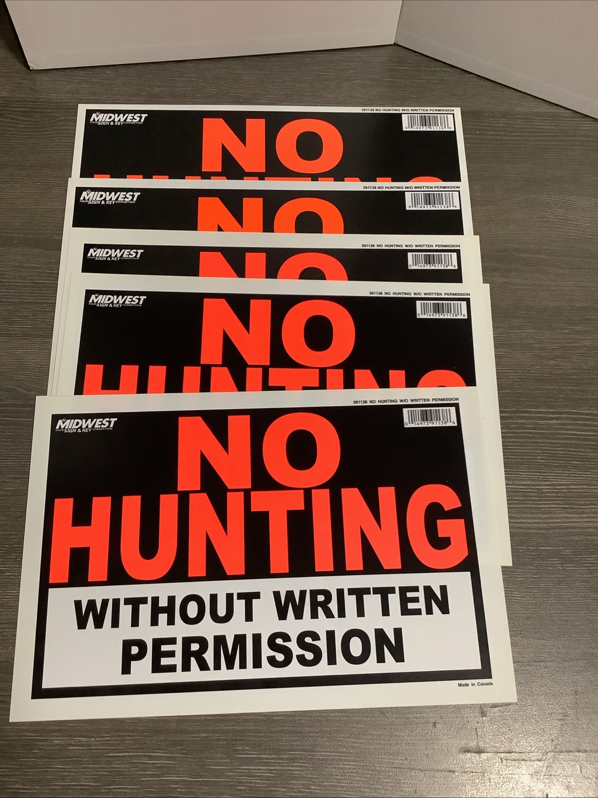 NO HUNTING Without Written Permission Signs 8″x12″ Lot Of 5 NOS