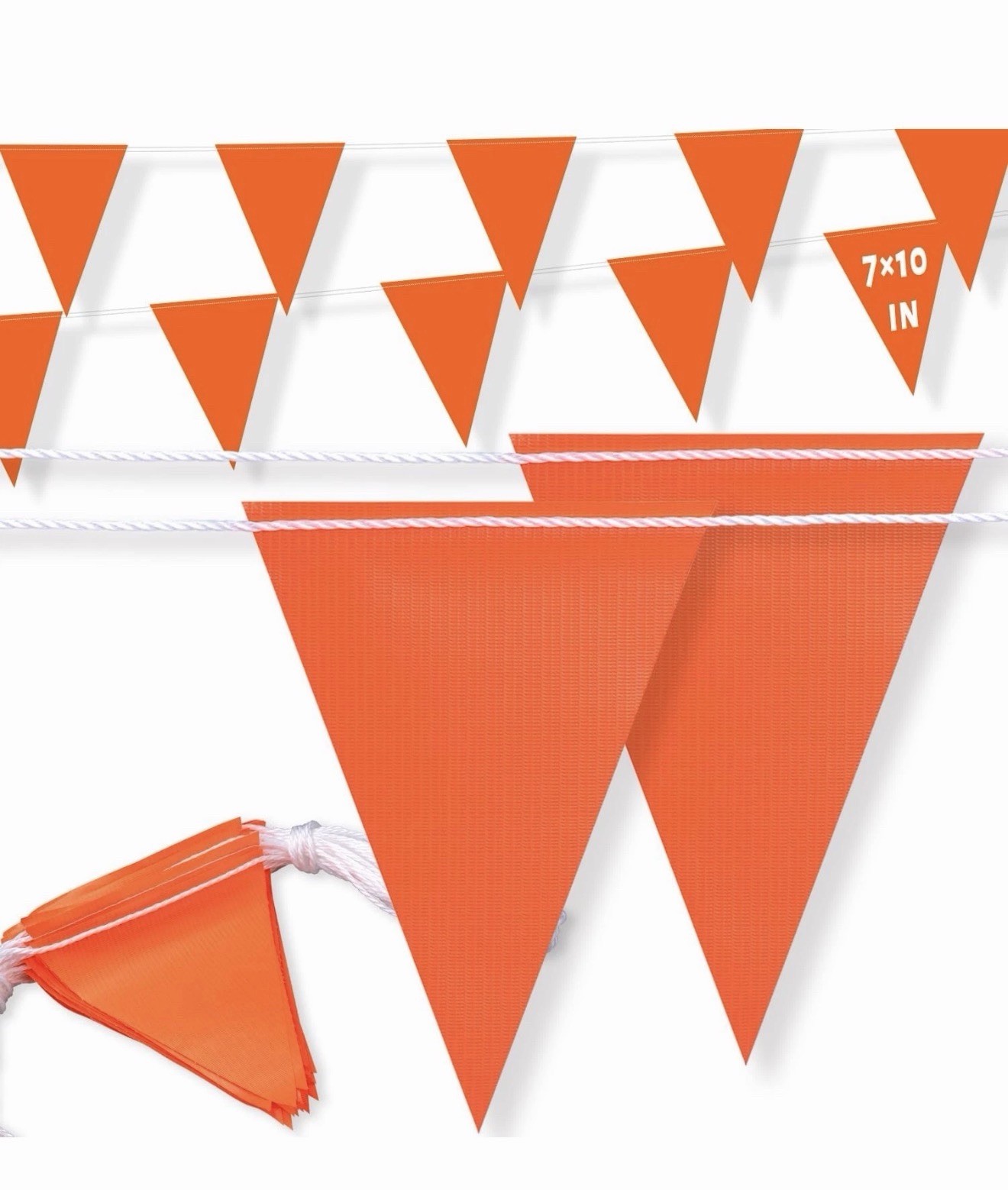 105Ft Pennant Banner Flags, 7X10 Orange 45 Pcs High Visibility Safety Flagging