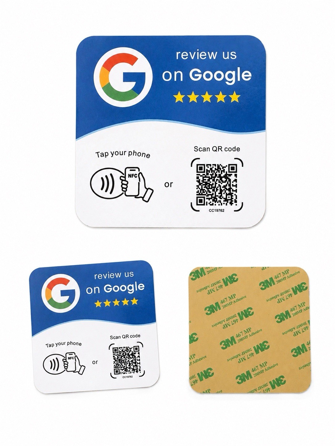 Google Review NFC Card Tap and QR Code with Adhesive Back NFC 215 Chip