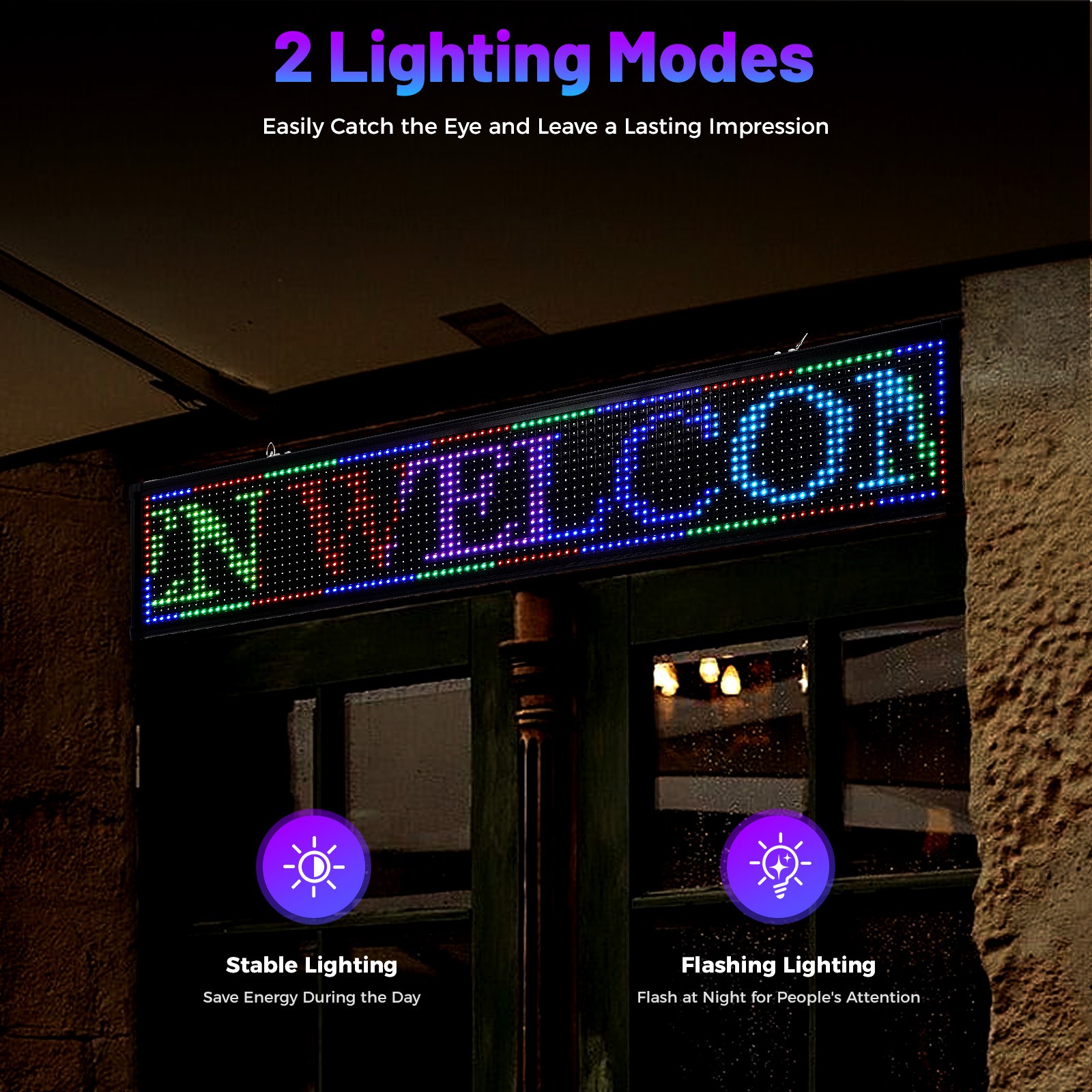 40*8 inch 7 Color LED Sign Scroll Message Board Programmable Scrolling WIFI USB
